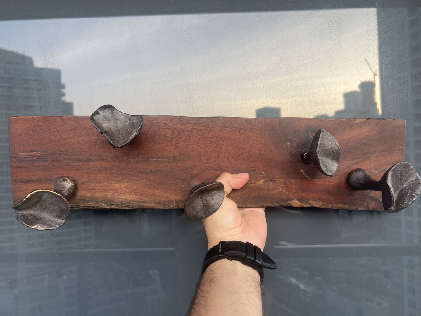Rustic Wooden Coat Rack with Metal Hooks - photo 5