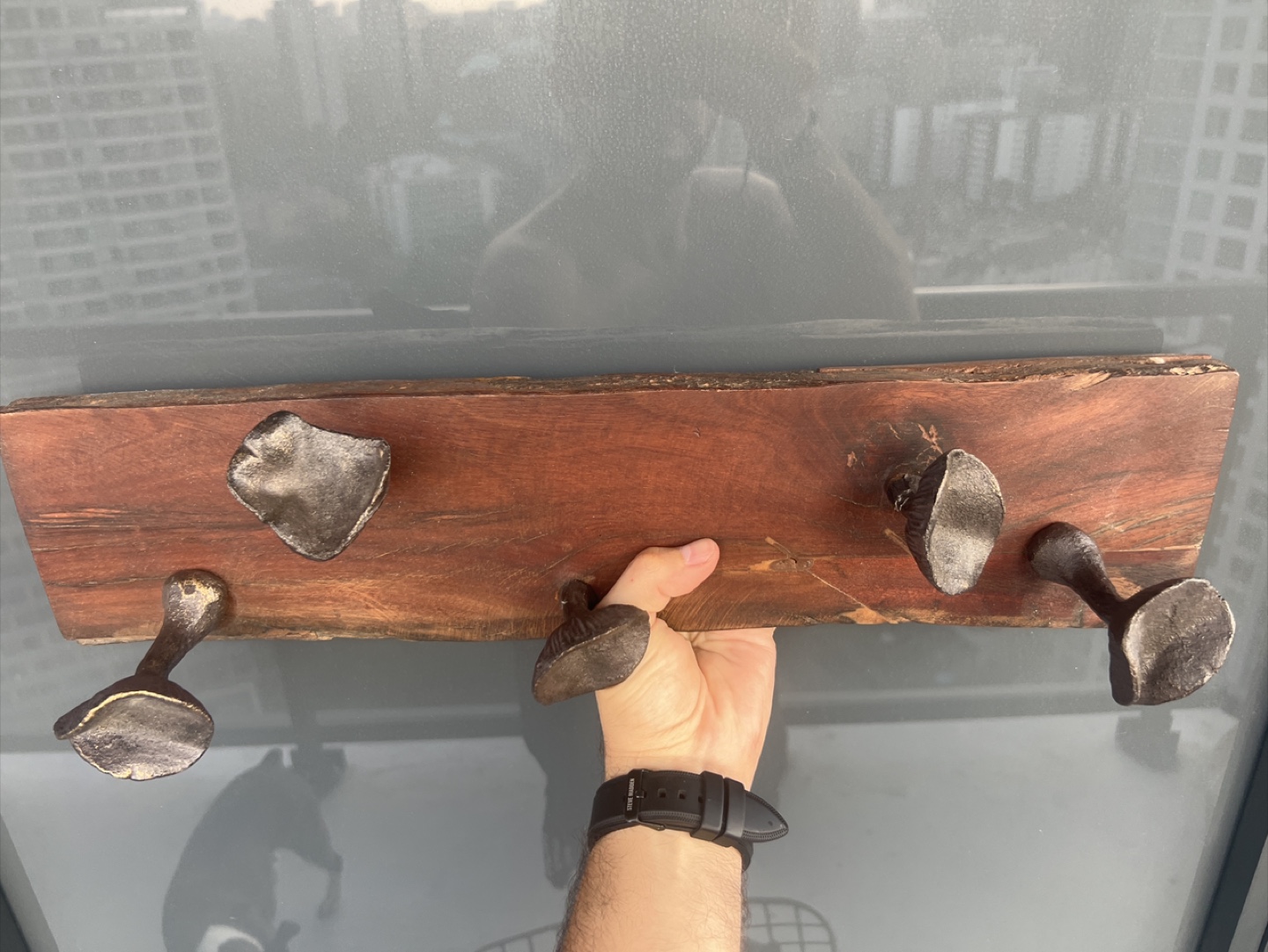 Rustic Wooden Coat Rack with Metal Hooks - photo 4