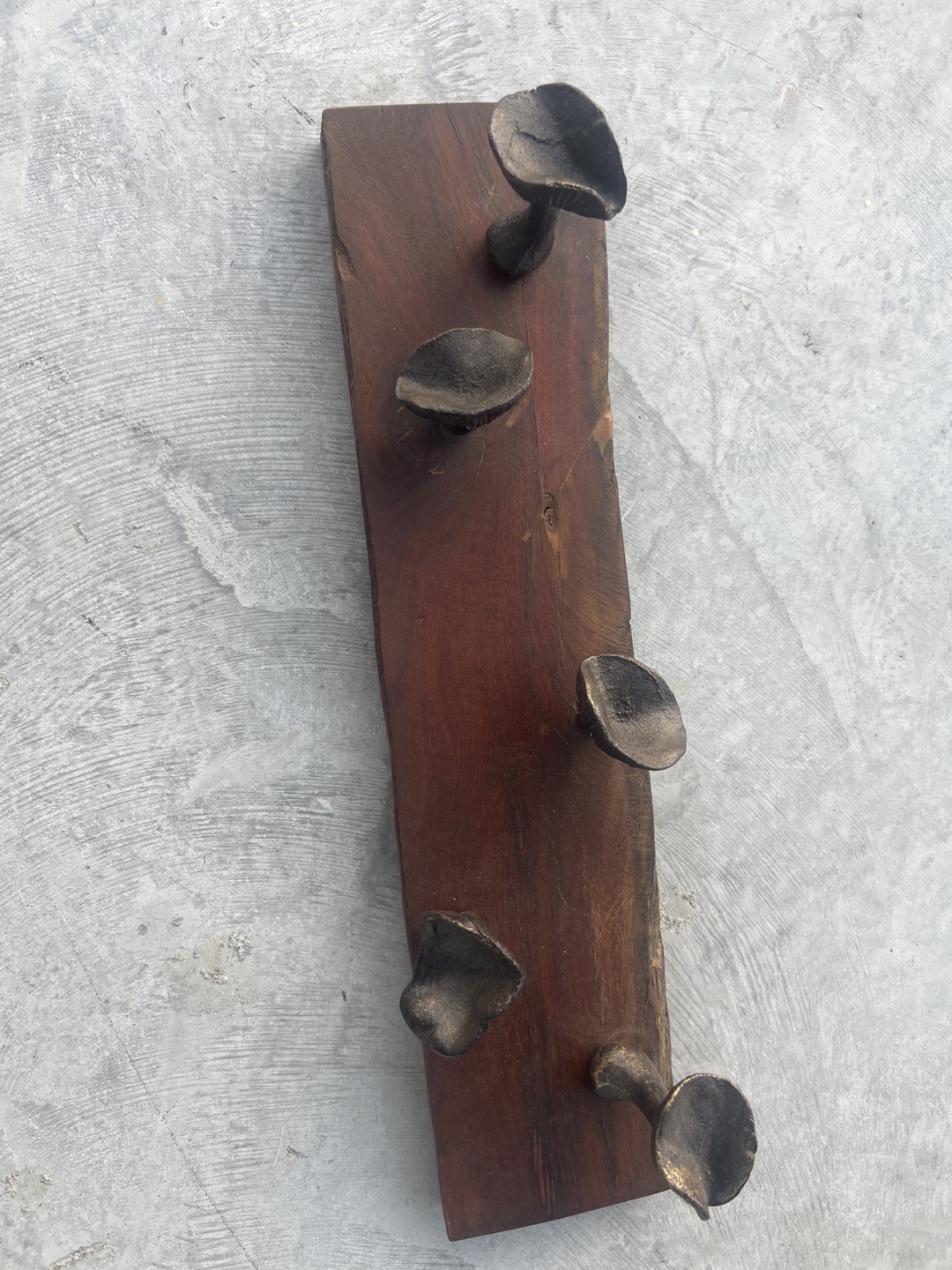 Rustic Wooden Coat Rack with Metal Hooks