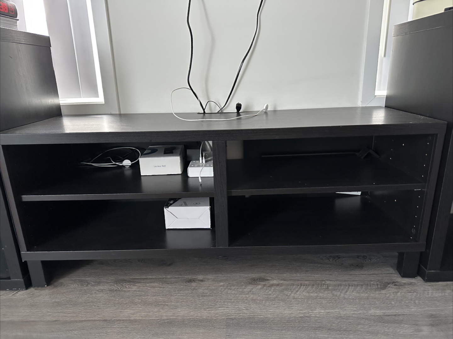 Black TV Stand with Shelves
