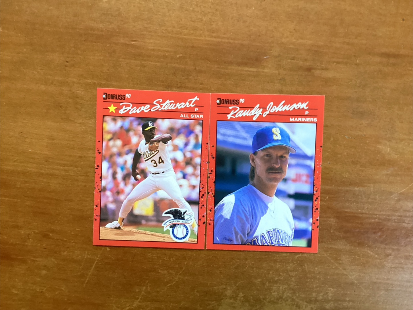 1990 DONRUSS DAVE STEWART Card 703 & RANDY JOHNSON Card 379 !