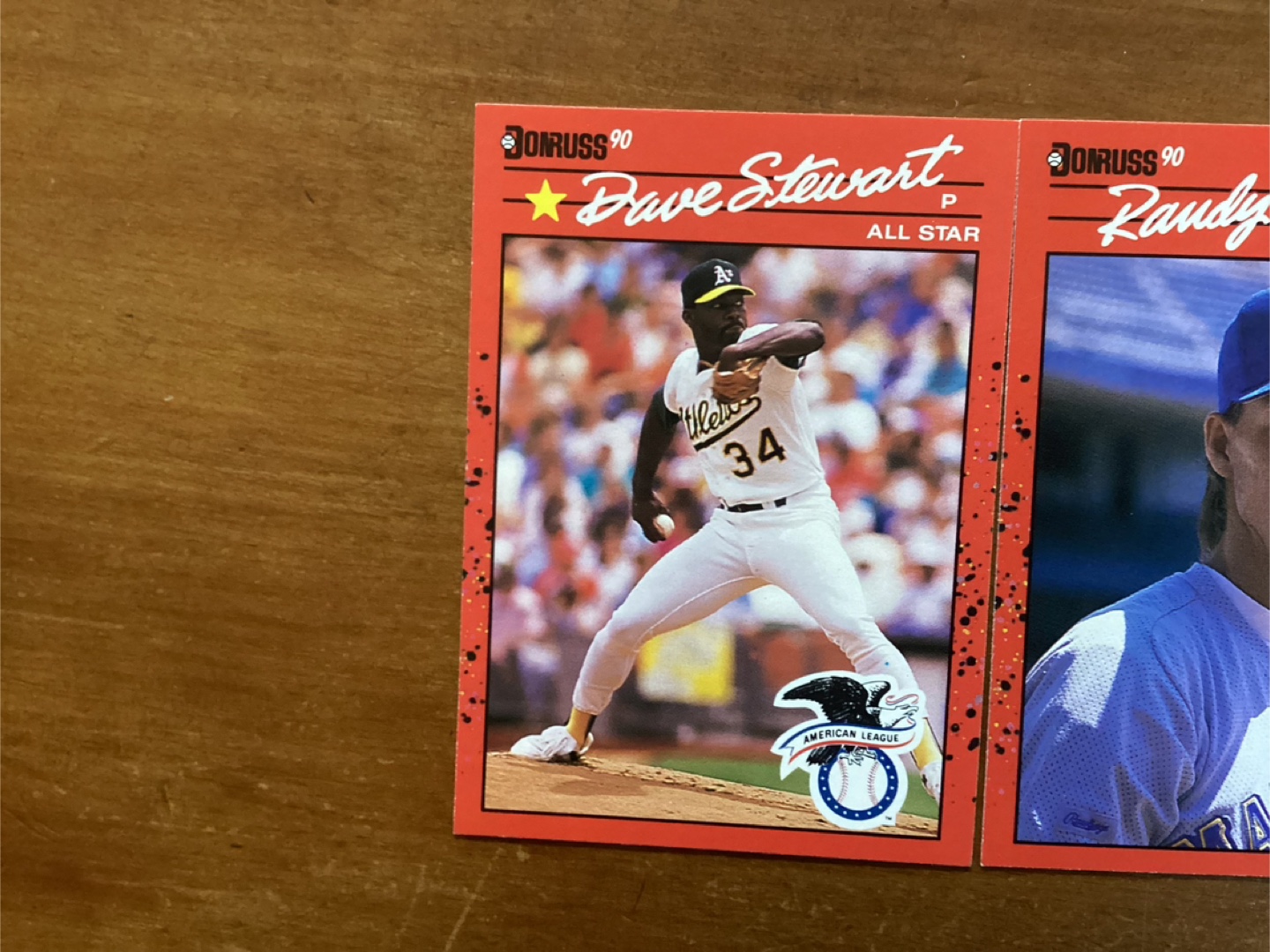 1990 DONRUSS DAVE STEWART Card 703 & RANDY JOHNSON Card 379 ! - photo 2