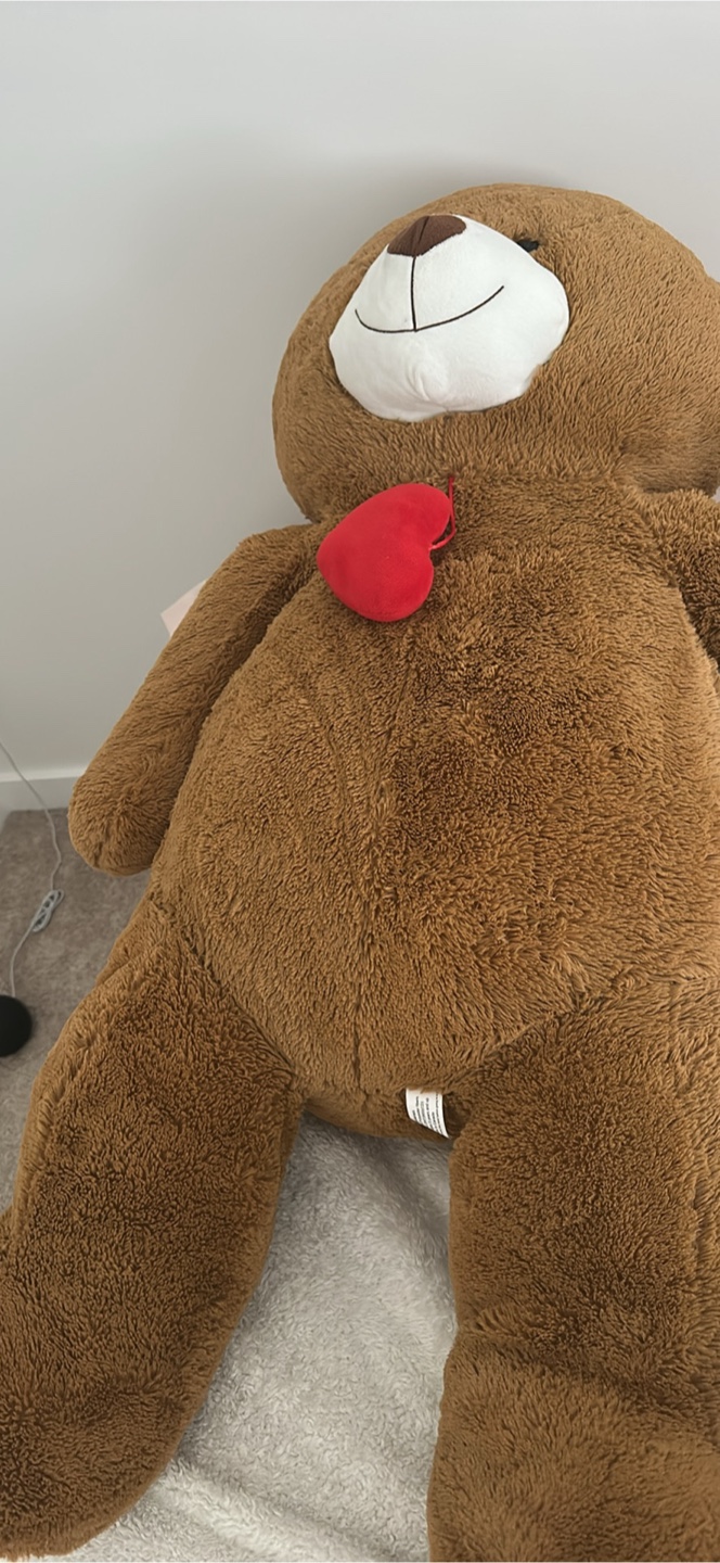 Giant Brown Teddy Bear with Red Heart