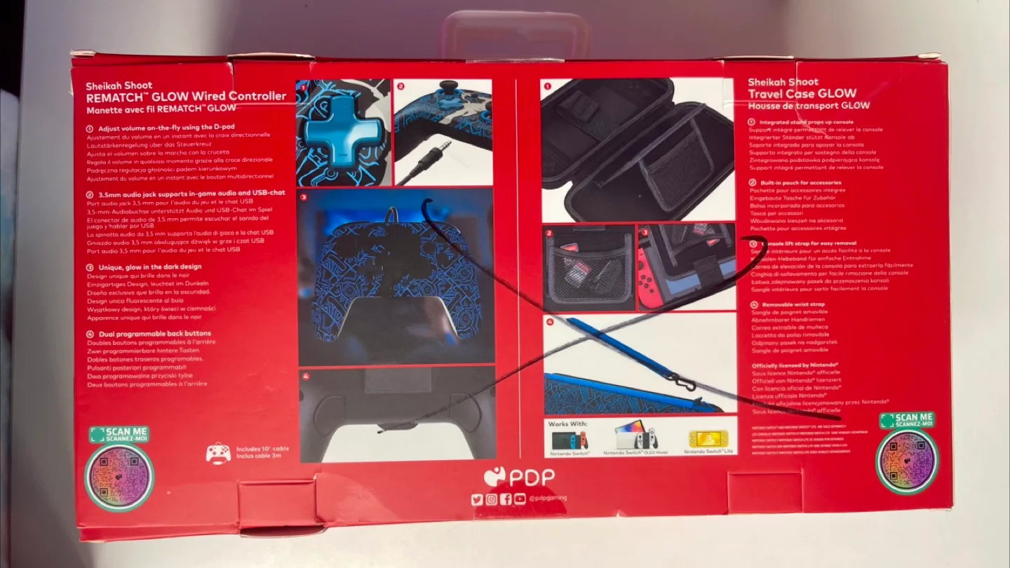 New Zelda Sheikah Glow Wired Controller + Travel Case 🧡 image indicator(2)