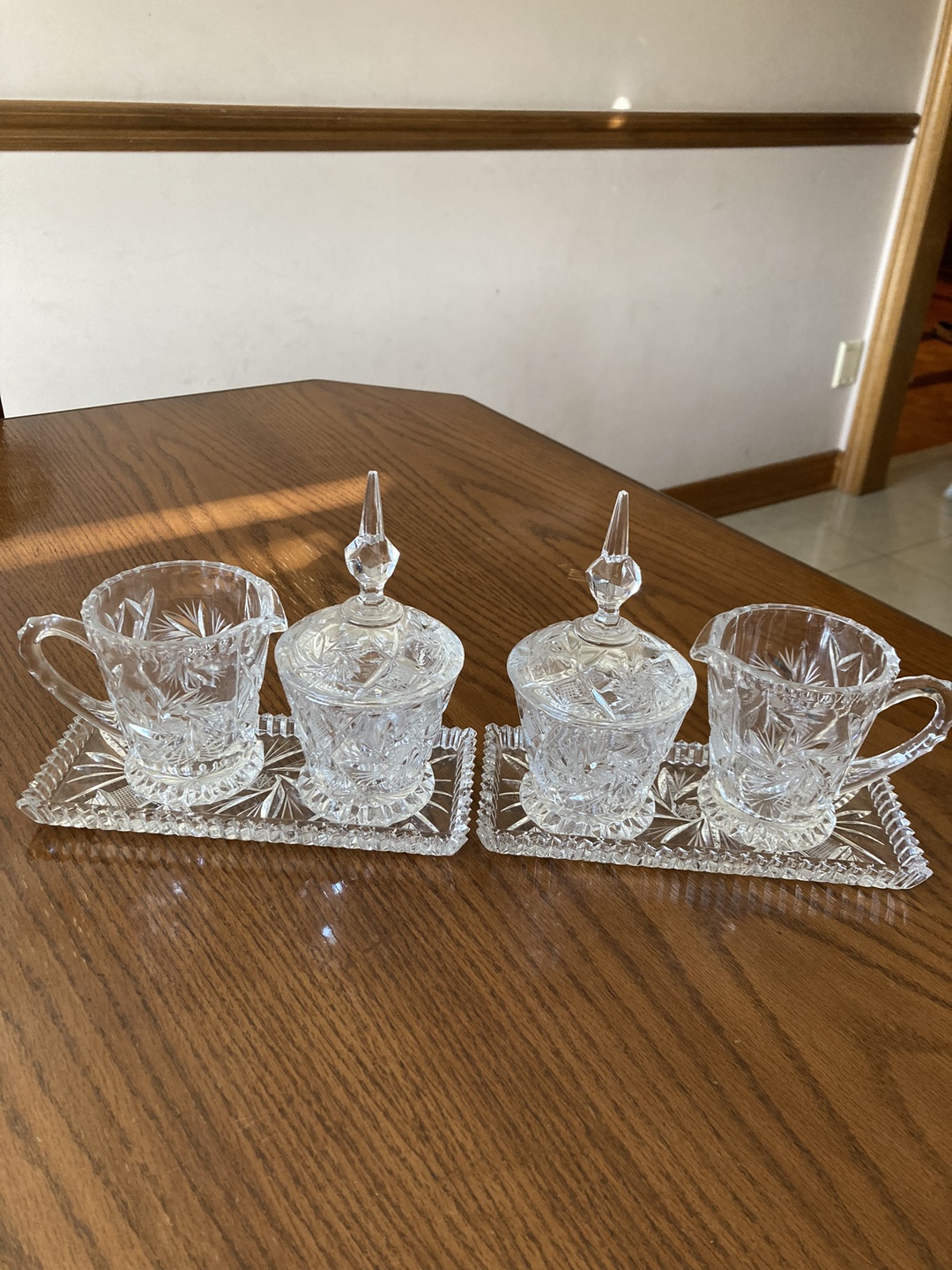 Crystal Cream and Sugar Set with Tray