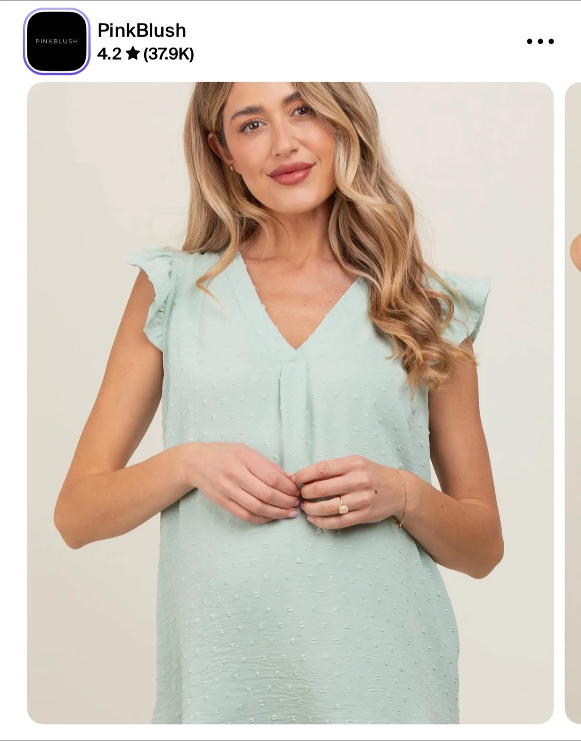 PinkBlush Maternity Ruffle Sleeve Top - Mint thumbnail