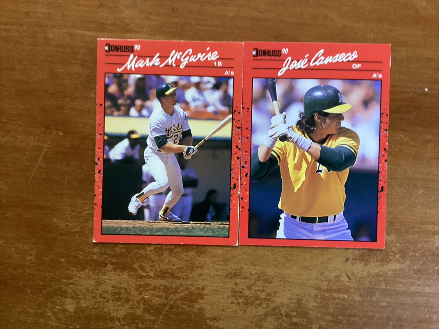 1990 DONRUSS MARK McGWIRE Card 185 & JOSE CANSECO Card 125