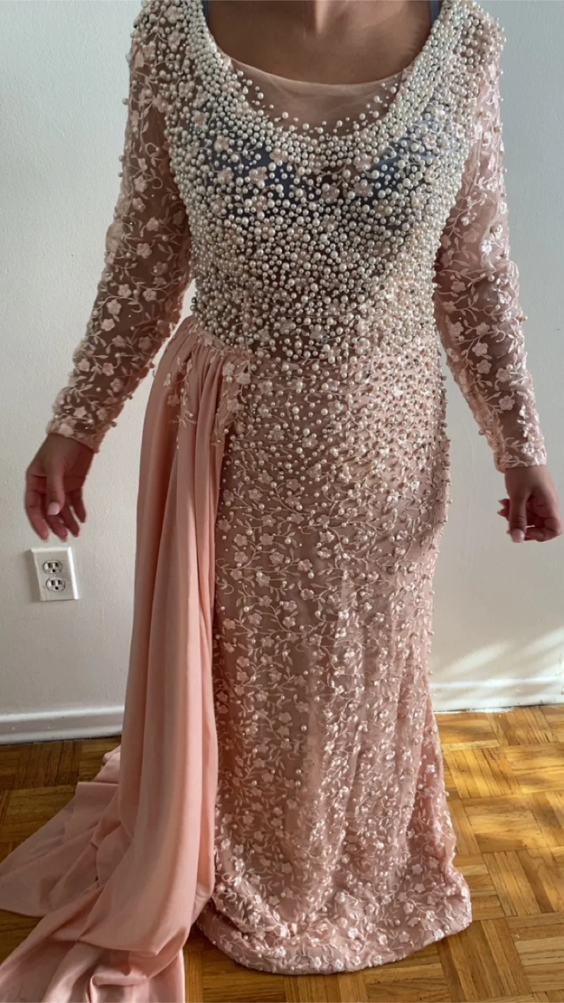 Pink Beaded Formal Gown thumbnail