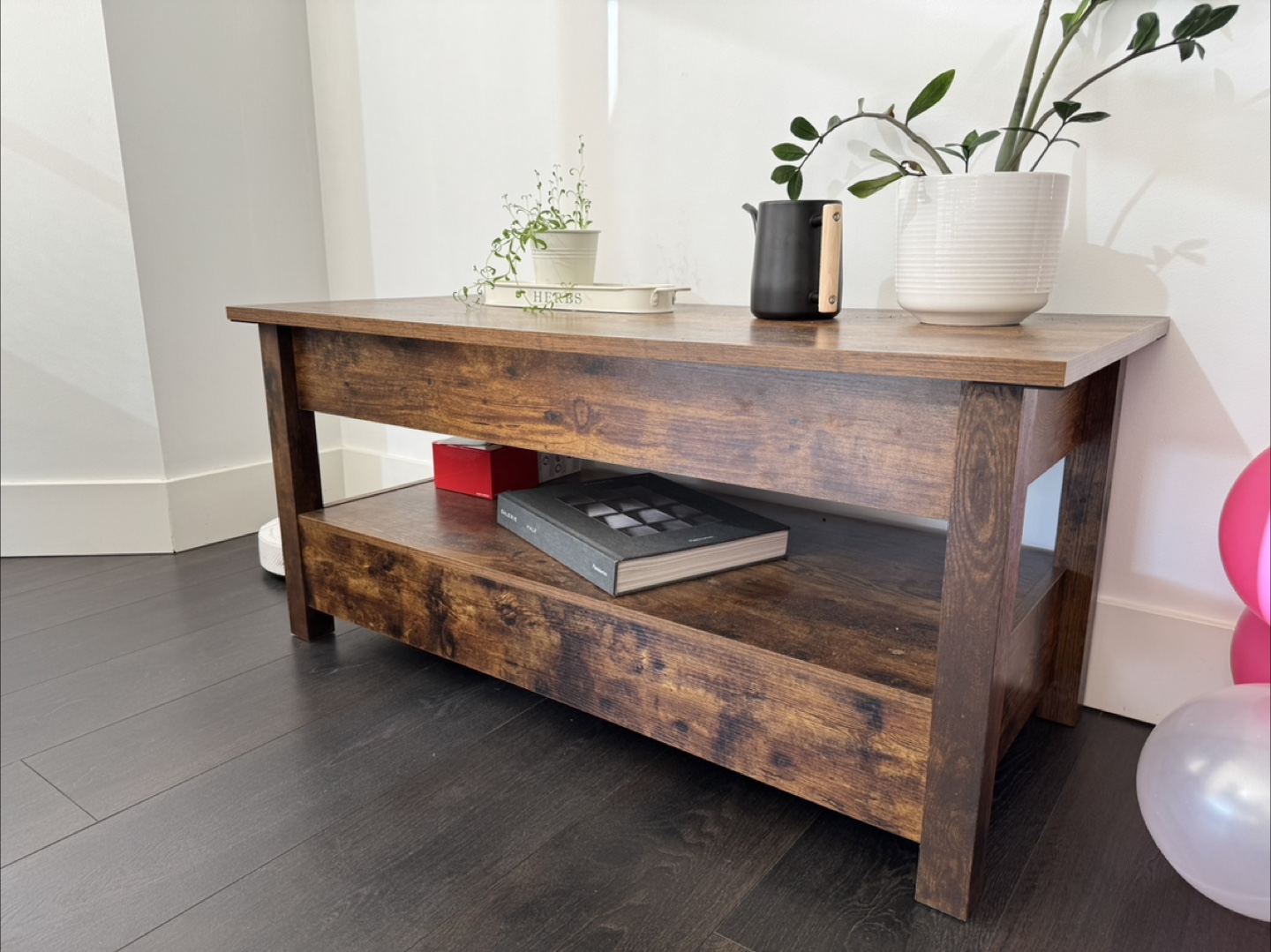 Lift Top Coffee Table - Rustic Brown