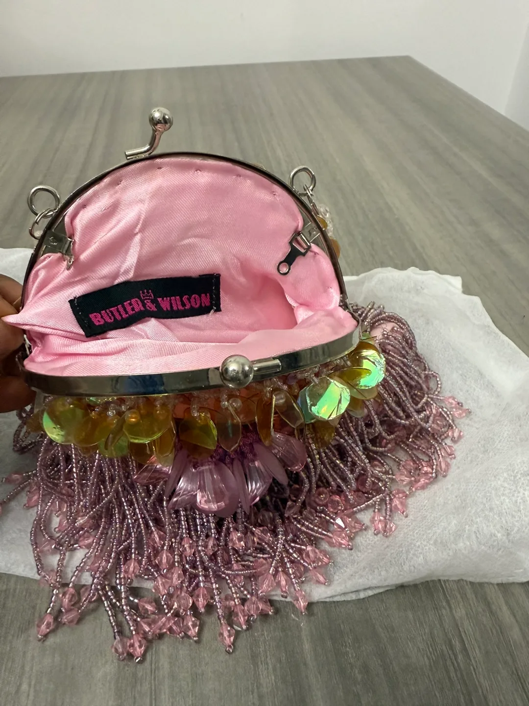 Butler & Wilson Beaded Pink Purse image indicator(2)