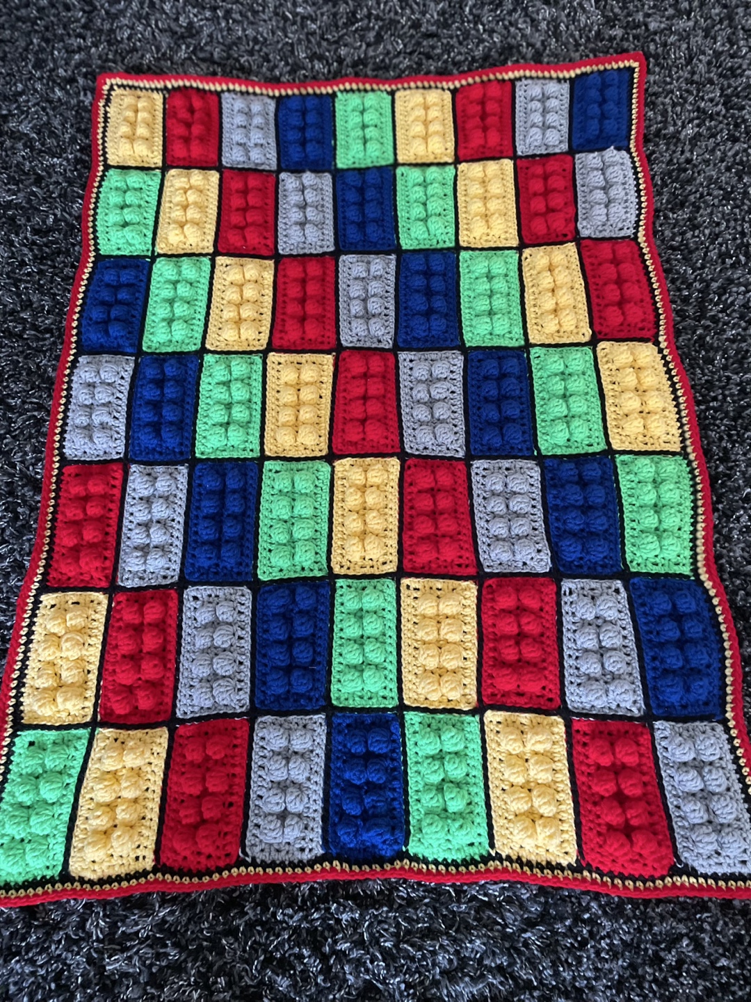 Kids crochet LEGO Block Blanket