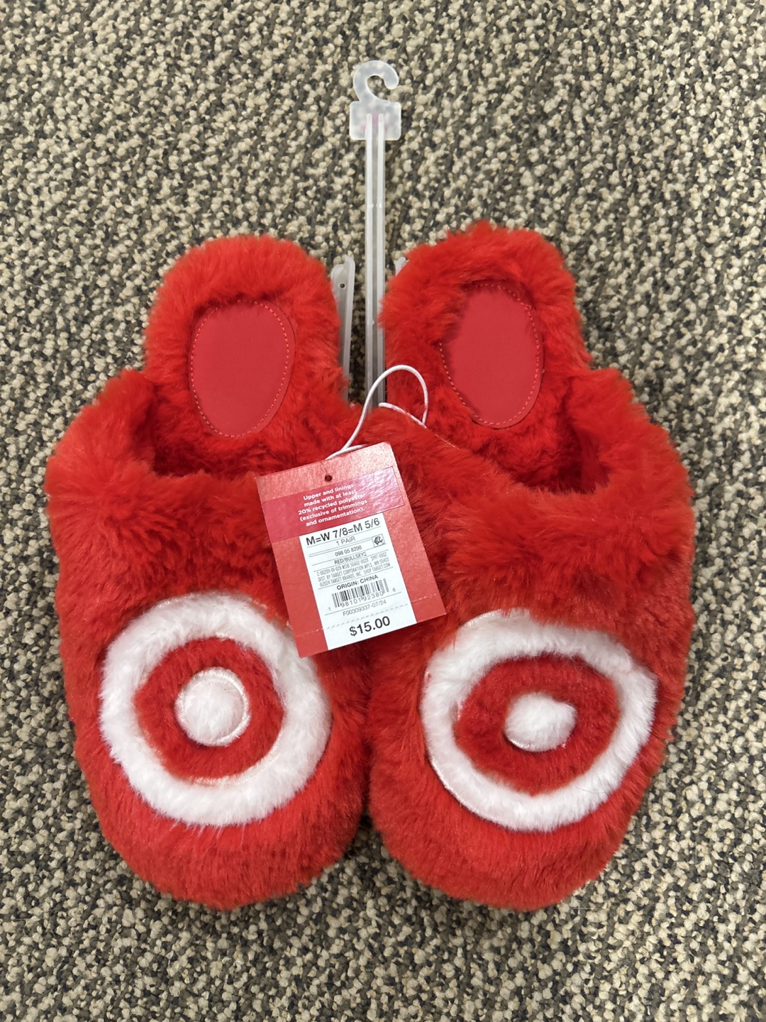 Target Red Bullseye Slippers - Size M (Women's 7/8)