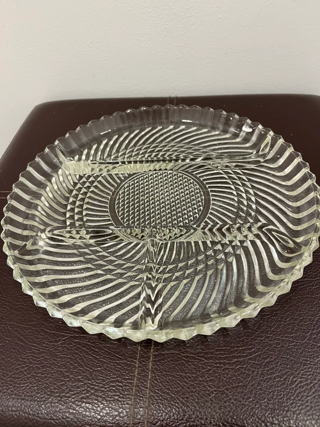 Vintage Clear Glass Divided Serving Dish thumbnail