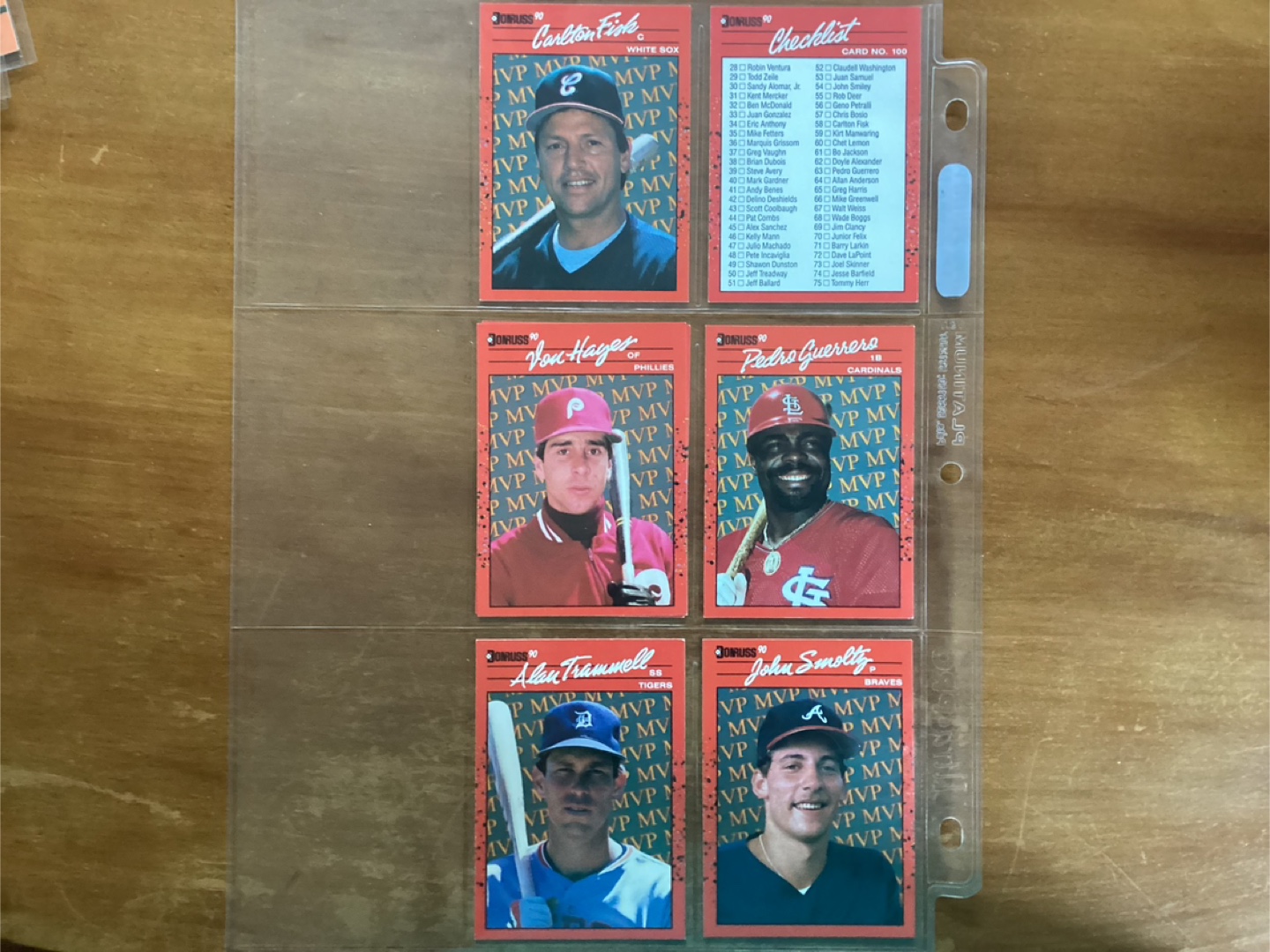 6. 1990 DONRUSS MLB Cards #’s 100,BC6,BC12,BC19,BC25 & BC26