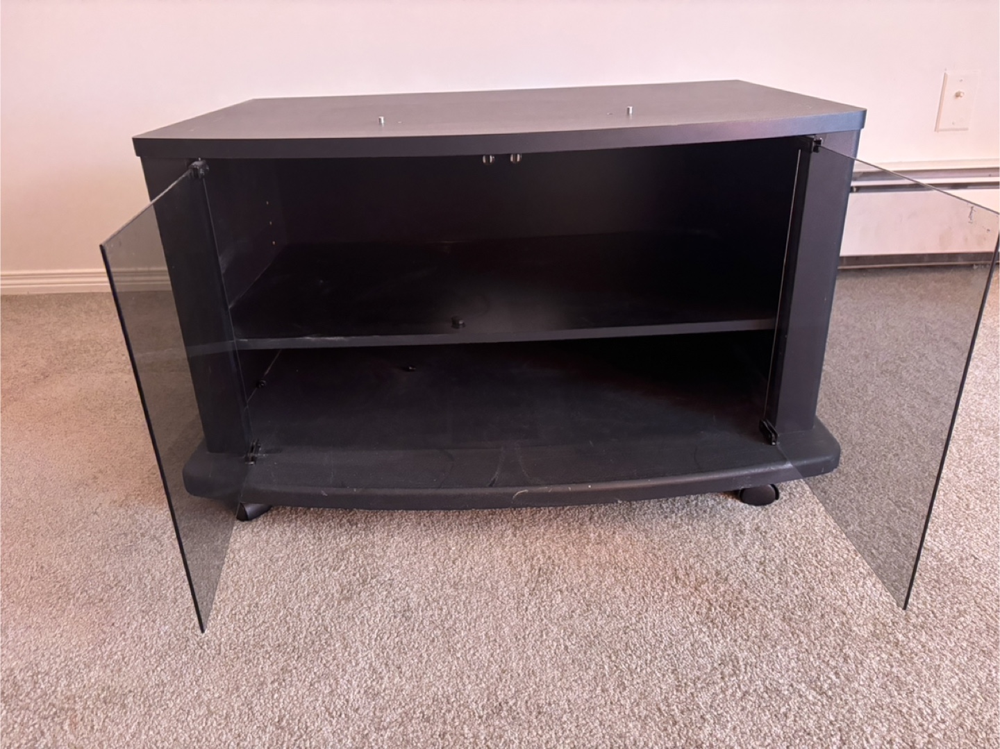 Black TV Stand with Glass Doors - photo 2