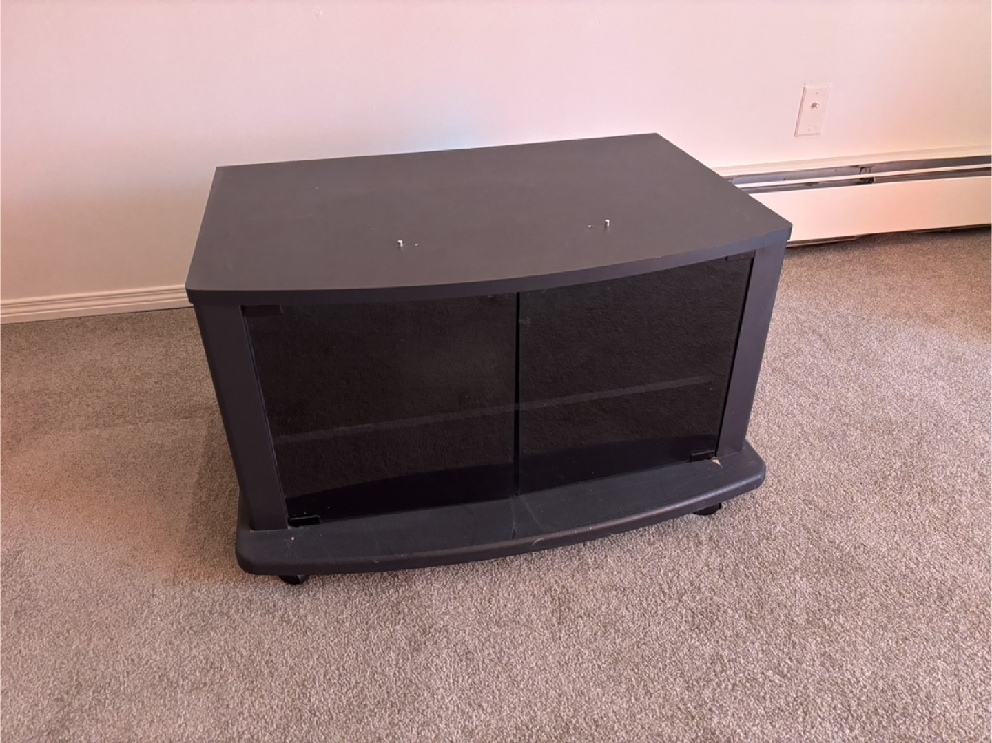 Black TV Stand with Glass Doors