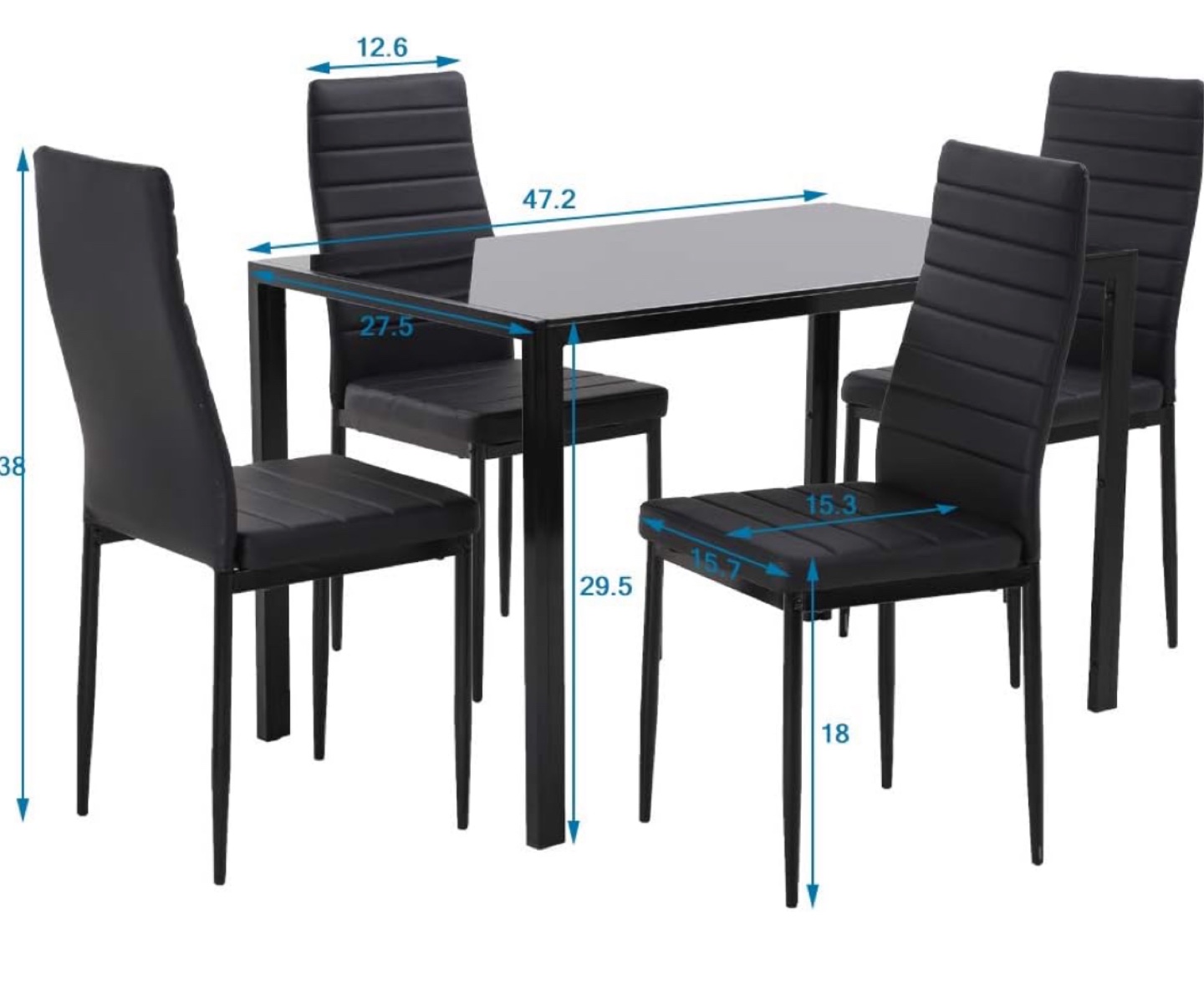 Black Dining Table Set with 4 Chairs - photo 2