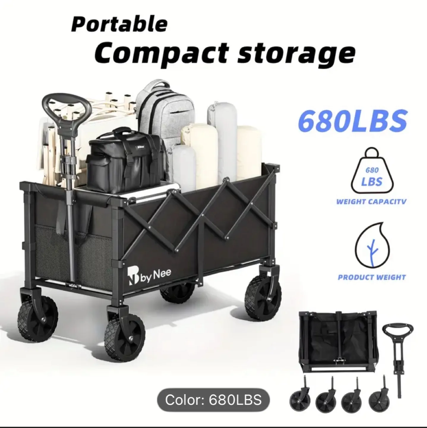 Extra Large Folding Beach Wagon – Heavy Duty & Portable image indicator(5)