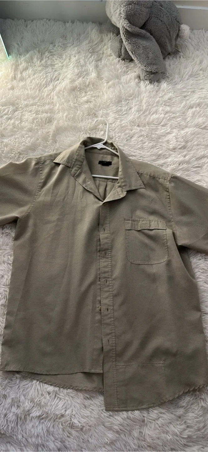 Khaki Short Sleeve Button-Up Shirt thumbnail