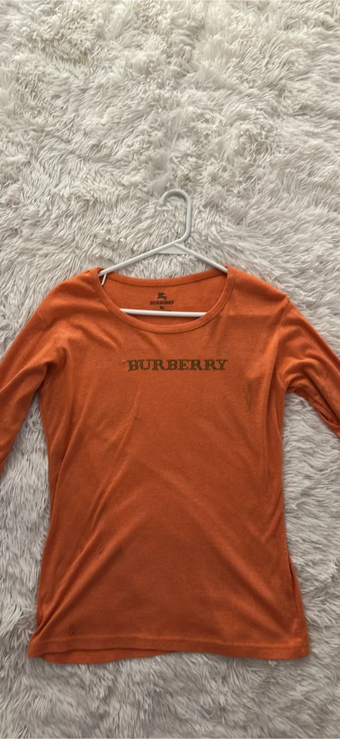 Burberry Orange Long Sleeve Top - Size XL thumbnail