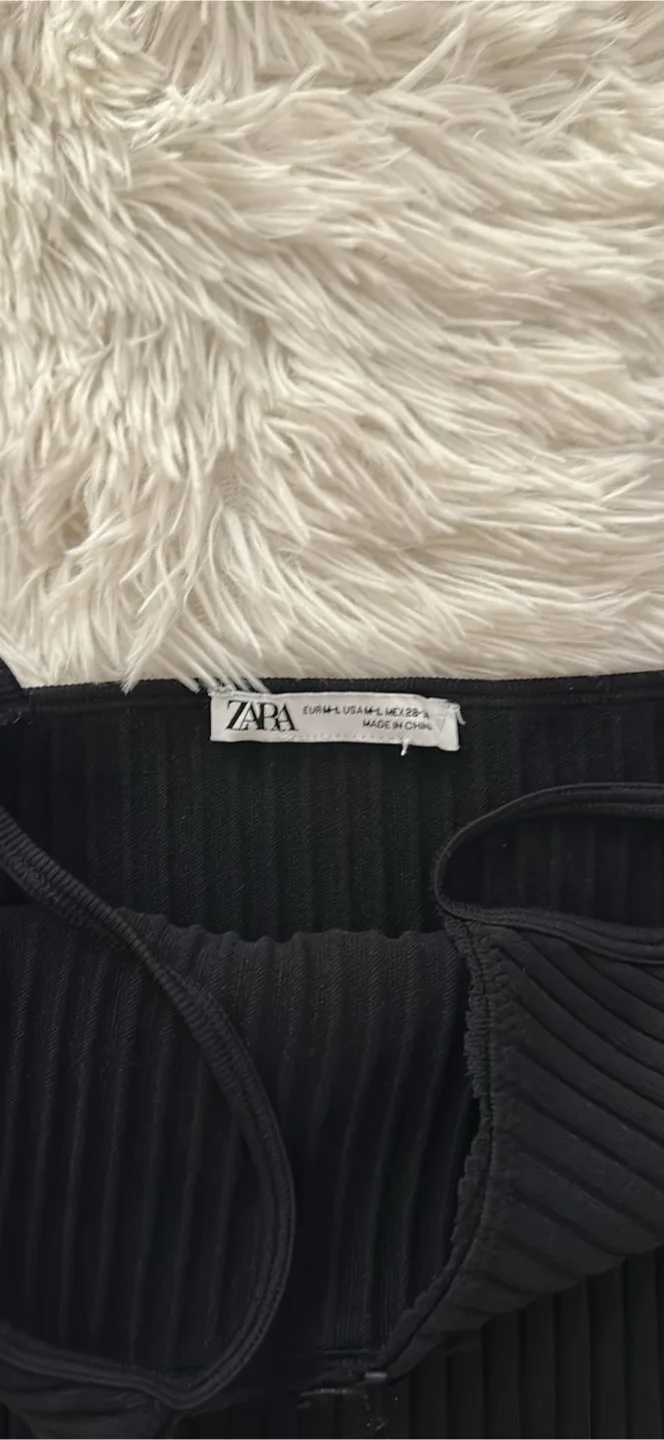 Zara Black Ribbed Tank Top Size M thumbnail