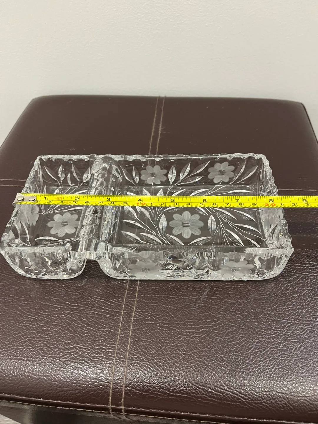 Vintage Crystal Glass Divided Serving Dish thumbnail