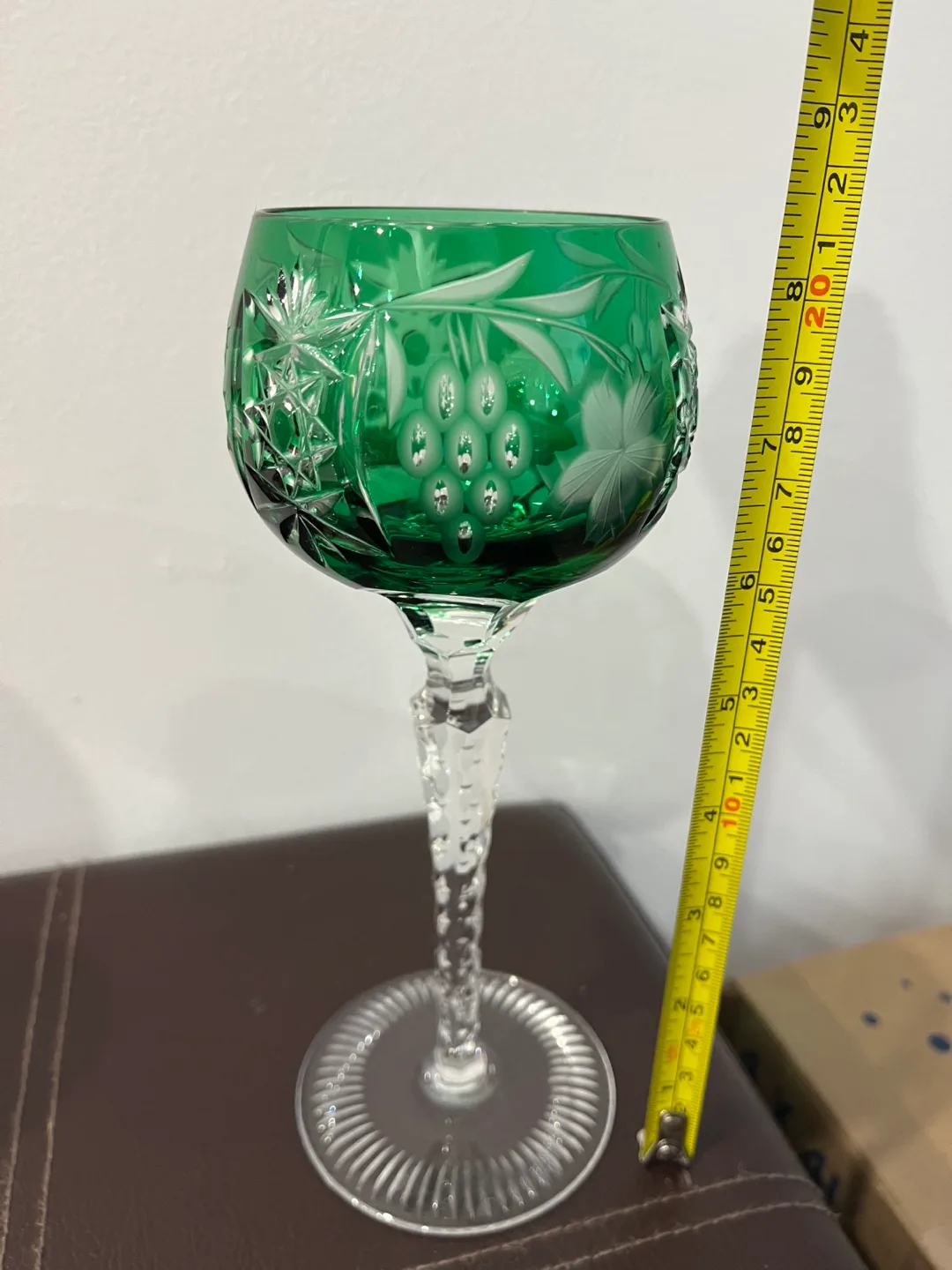 Green Crystal Wine Glass x 6 thumbnail