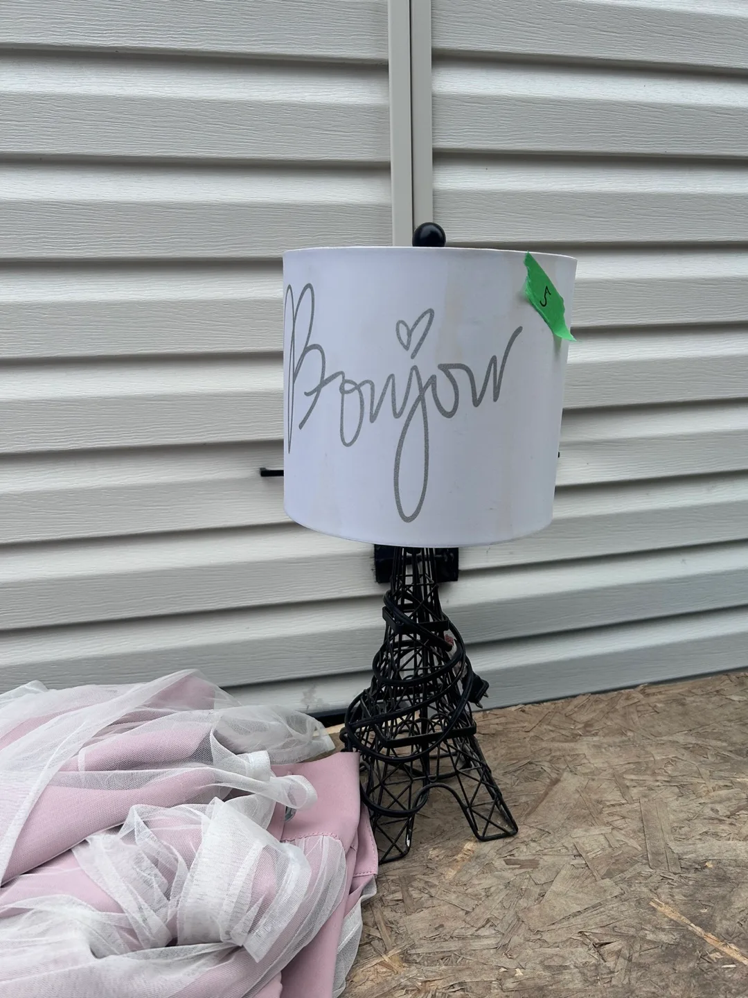 Eiffel Tower Lamp with Bonjour Shade🧡 thumbnail