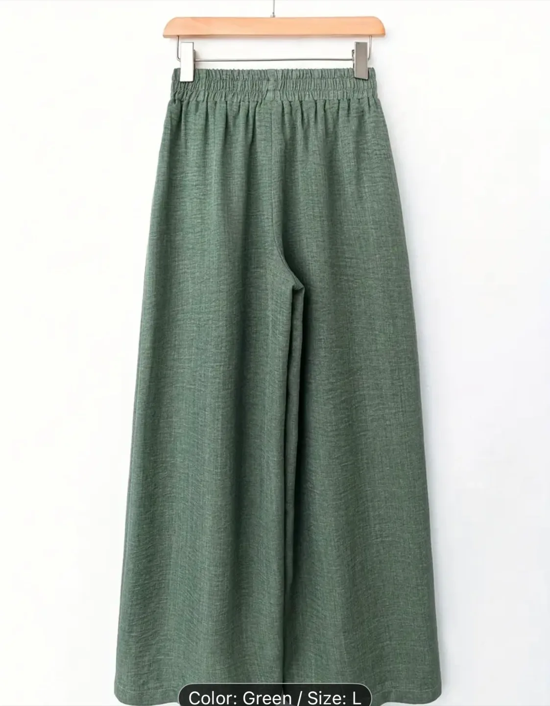 Women’s Olive green wide leg pants - Size L image indicator(3)
