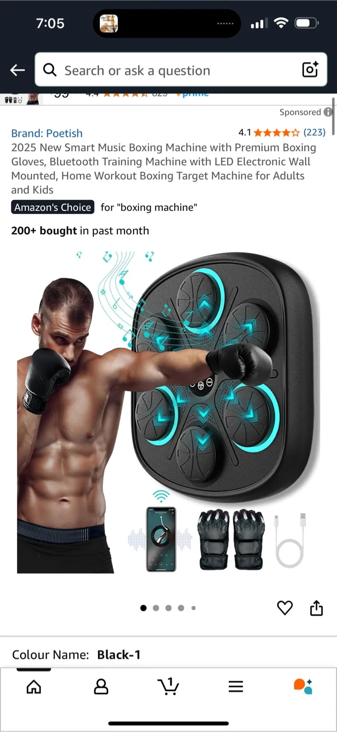 Poetish Smart Music Boxing Machine - Black thumbnail