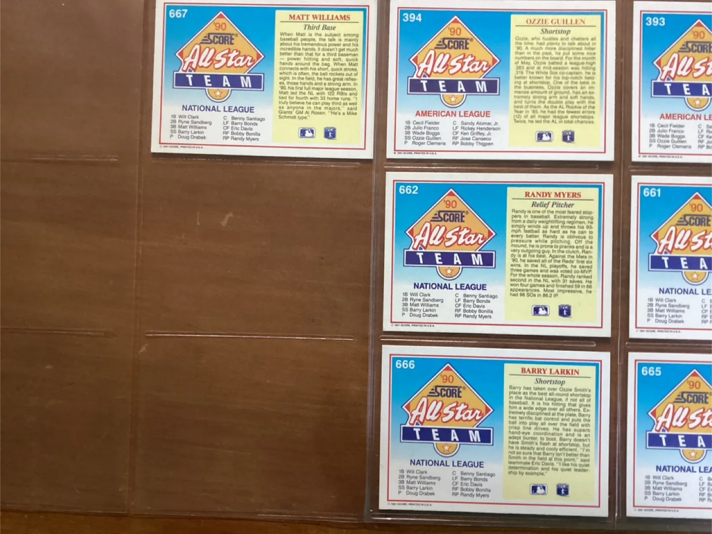 1991 SCORE MLB Cards 392,393,394,397,662,662,663,665,666 & 667 image indicator(6)