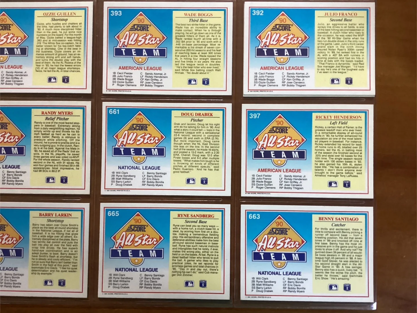 1991 SCORE MLB Cards 392,393,394,397,662,662,663,665,666 & 667 image indicator(7)