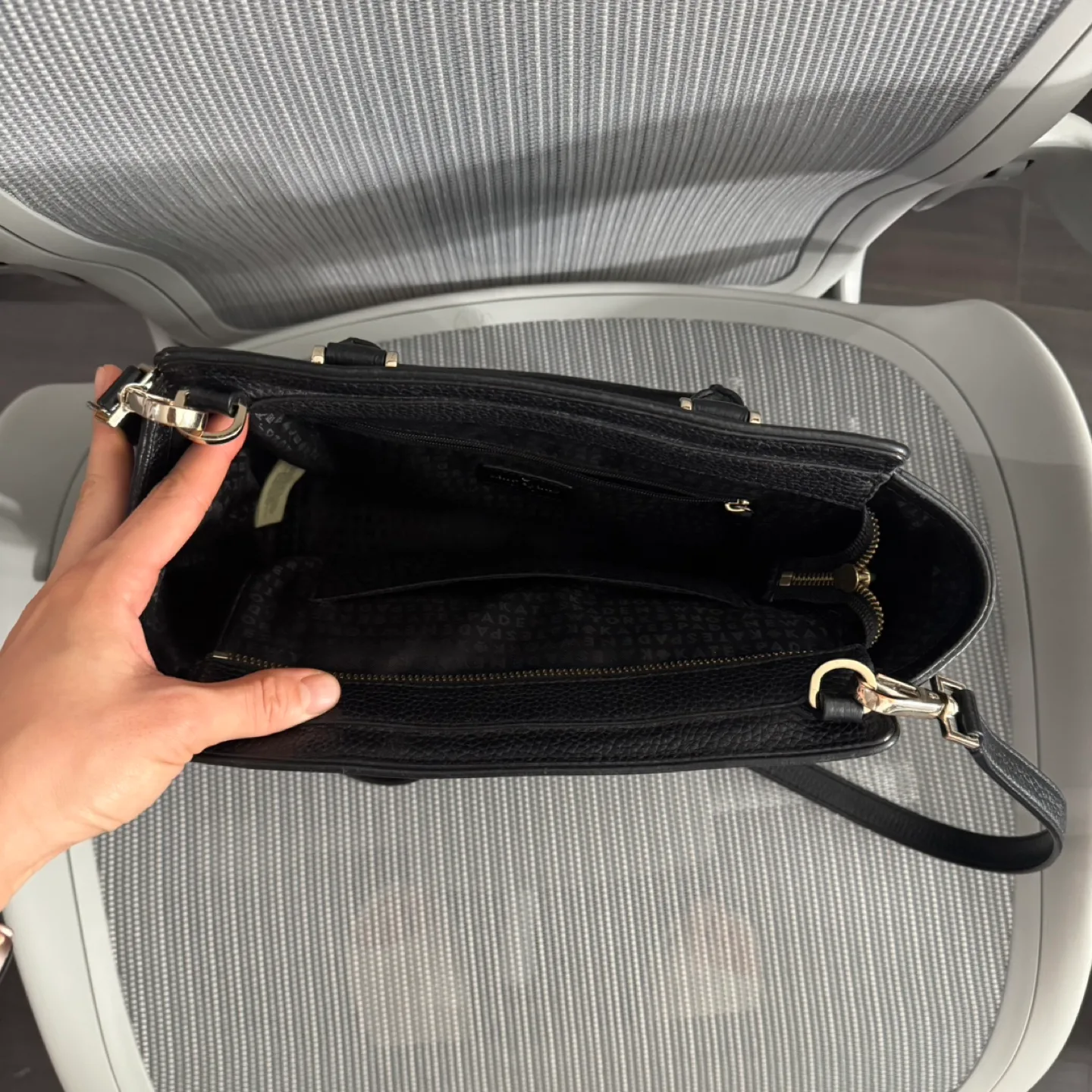 Kate Spade Black Leather Satchel image indicator(3)