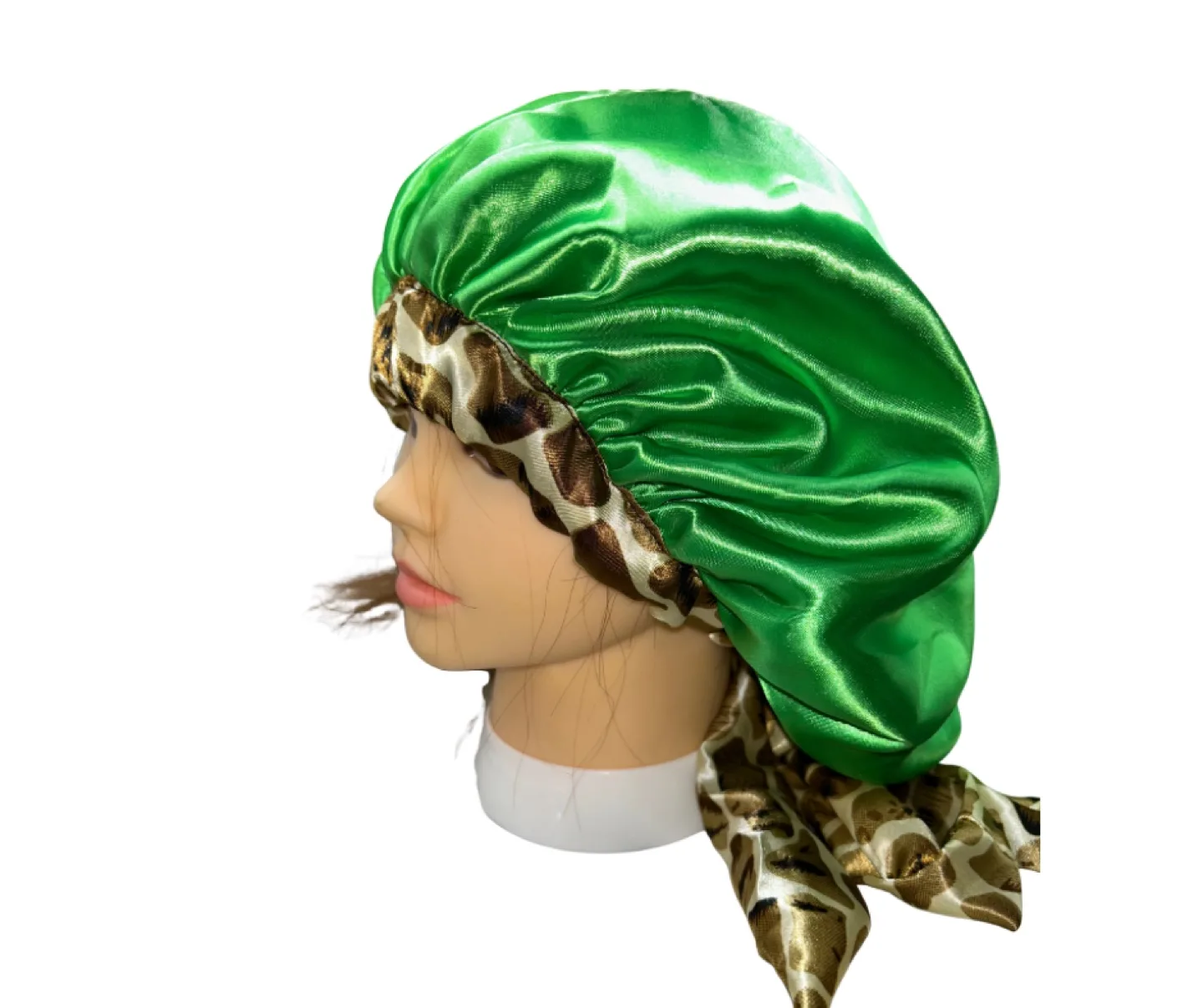 Green Satin Hair Bonnet image indicator(2)