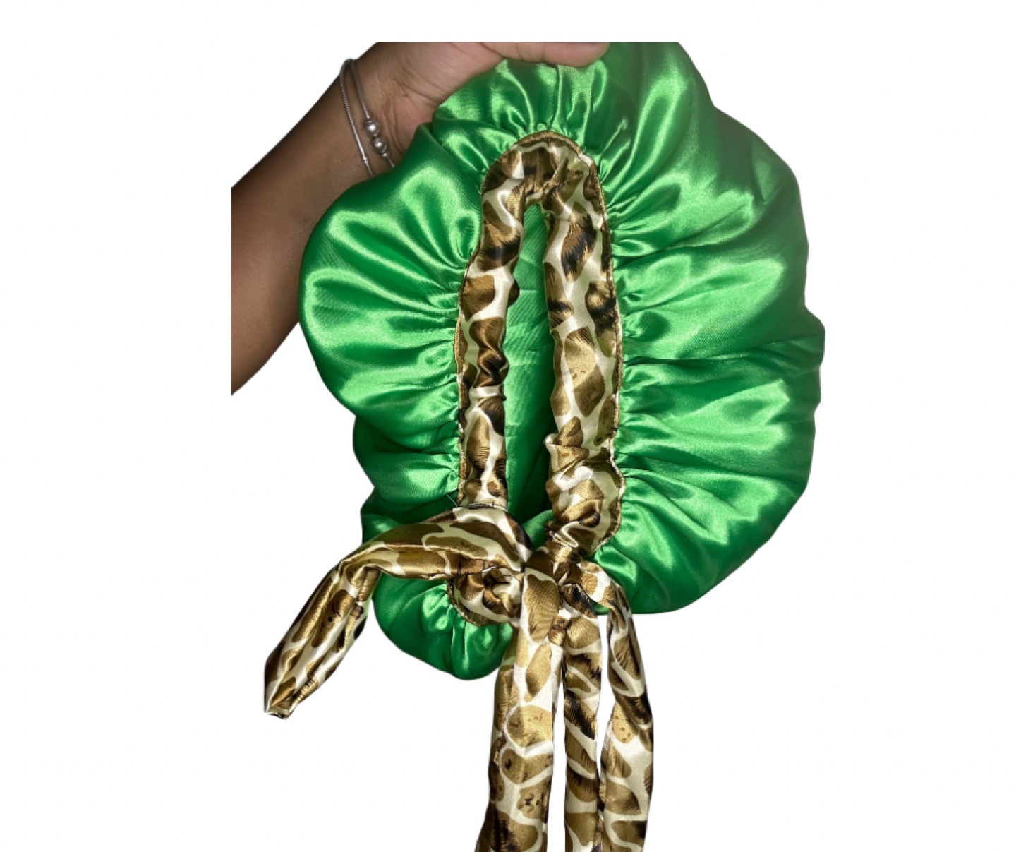 Green Satin Hair Bonnet