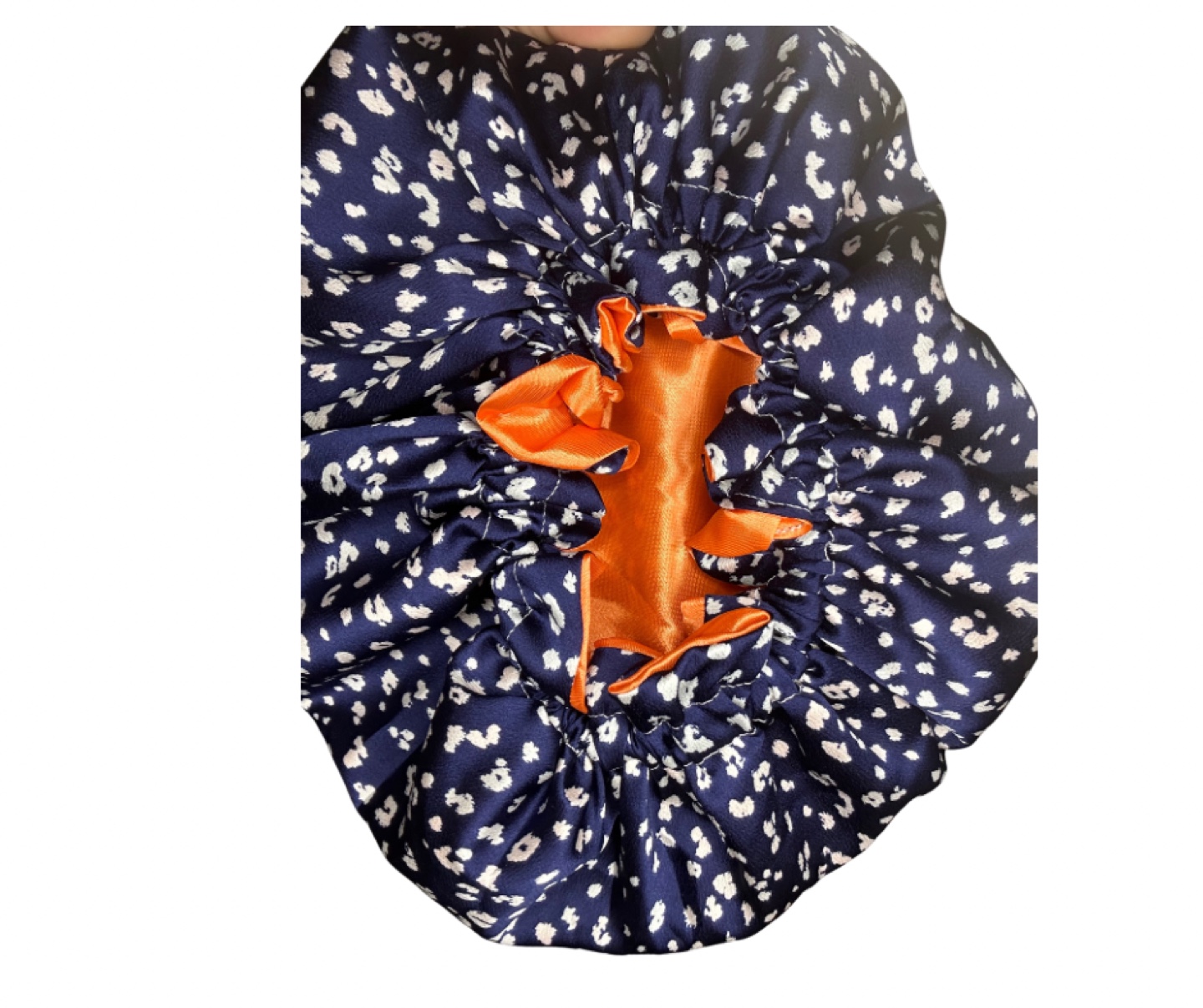 Navy Blue & White Printed Bonnet