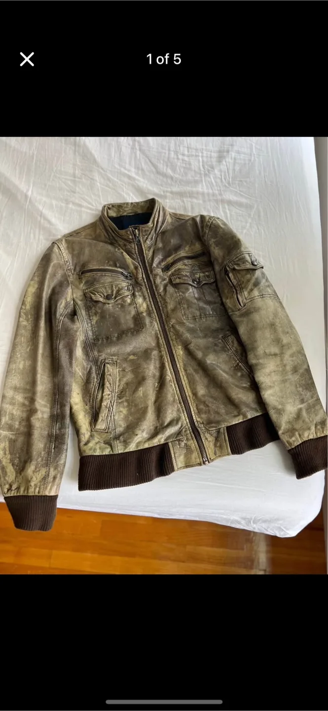 Zara leather men’s Bomber Jacket size M/L thumbnail