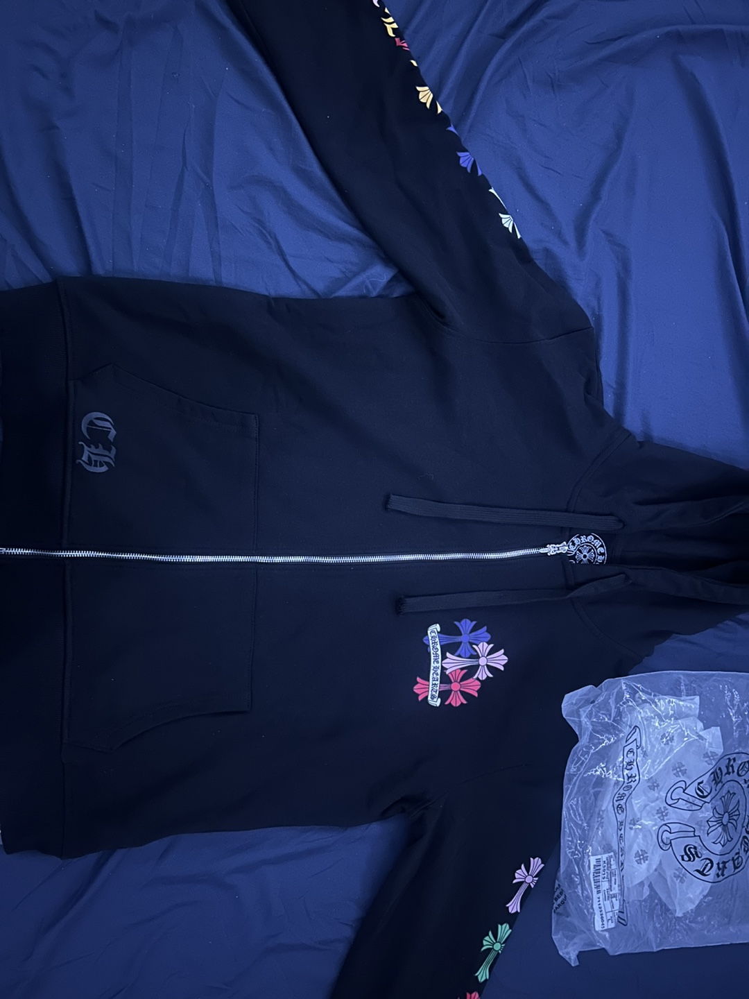 Chrome Hearts Horseshoe Floral Cross Zip-Up Hoodie – Size L
