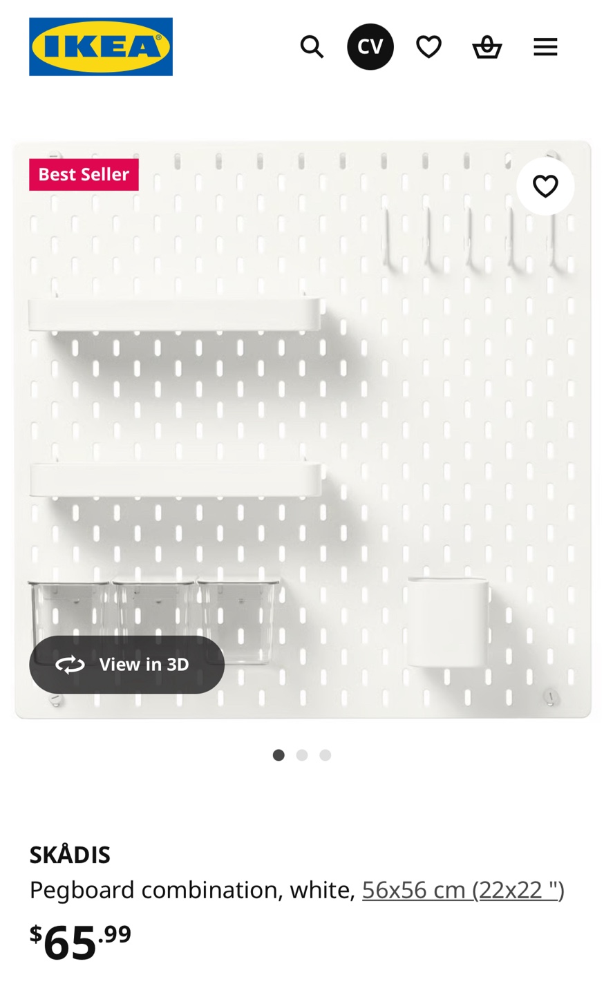 IKEA SKÅDIS Pegboard, White, 56x56 cm - photo 4