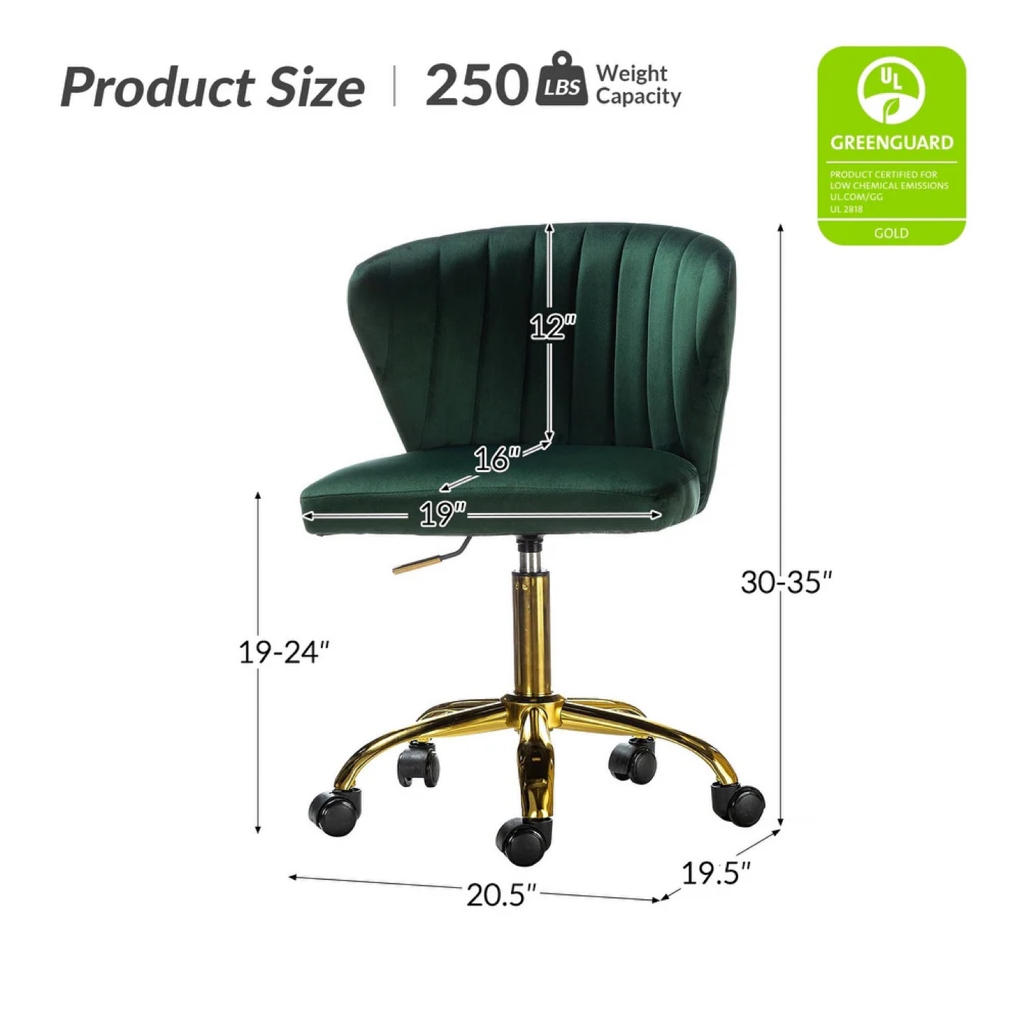 Green Velvet Home Office Desk Chair - photo 3