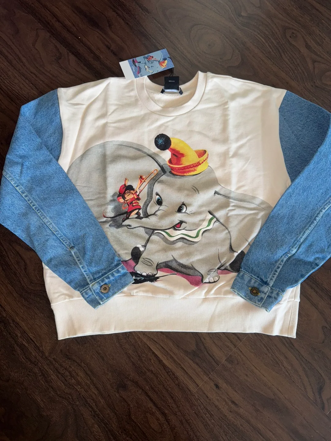 Disney Dumbo Sweatshirt with Denim Sleeves thumbnail