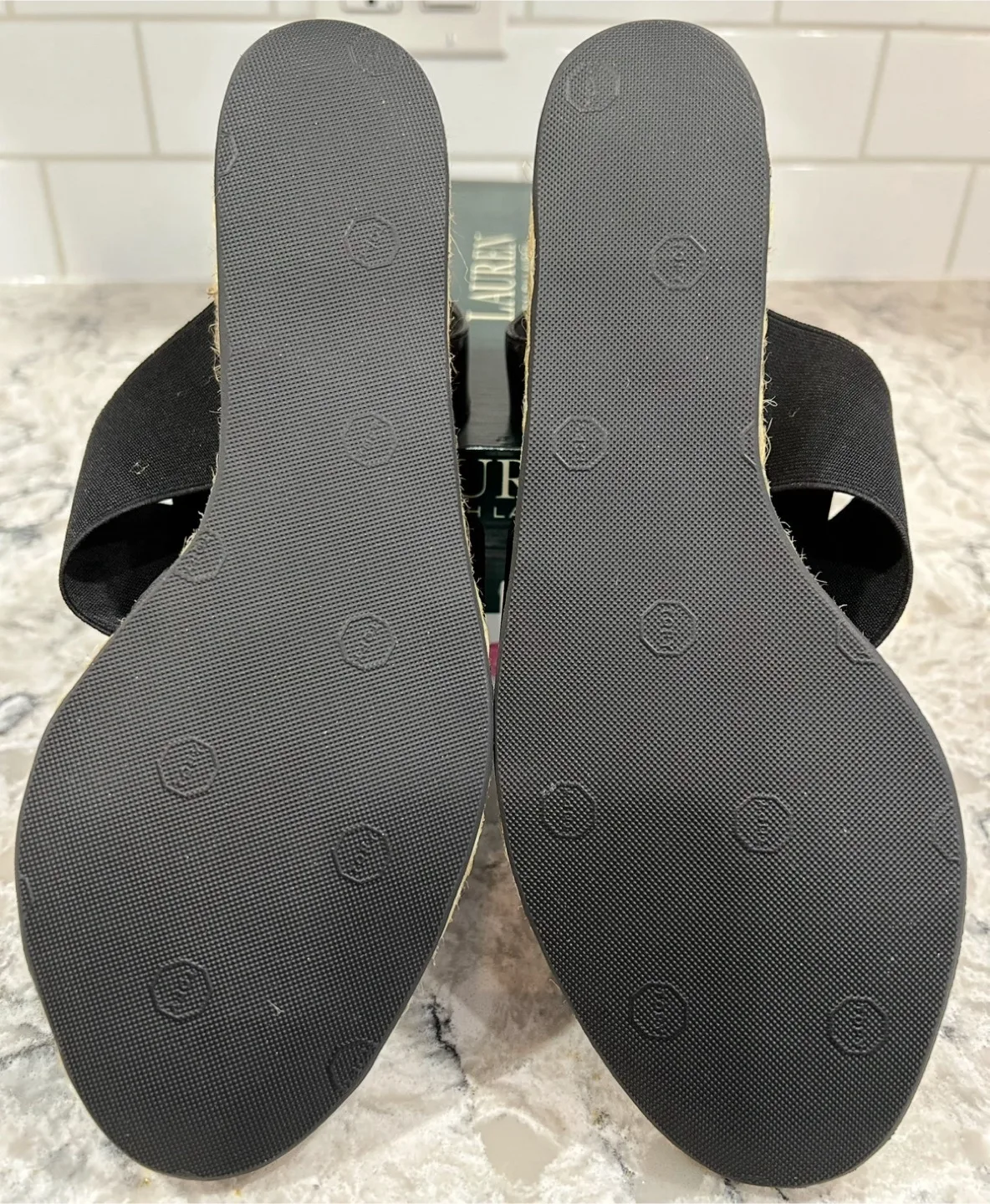 Ralph Lauren Womens Black Espadrille Wedge Sandals image indicator(5)