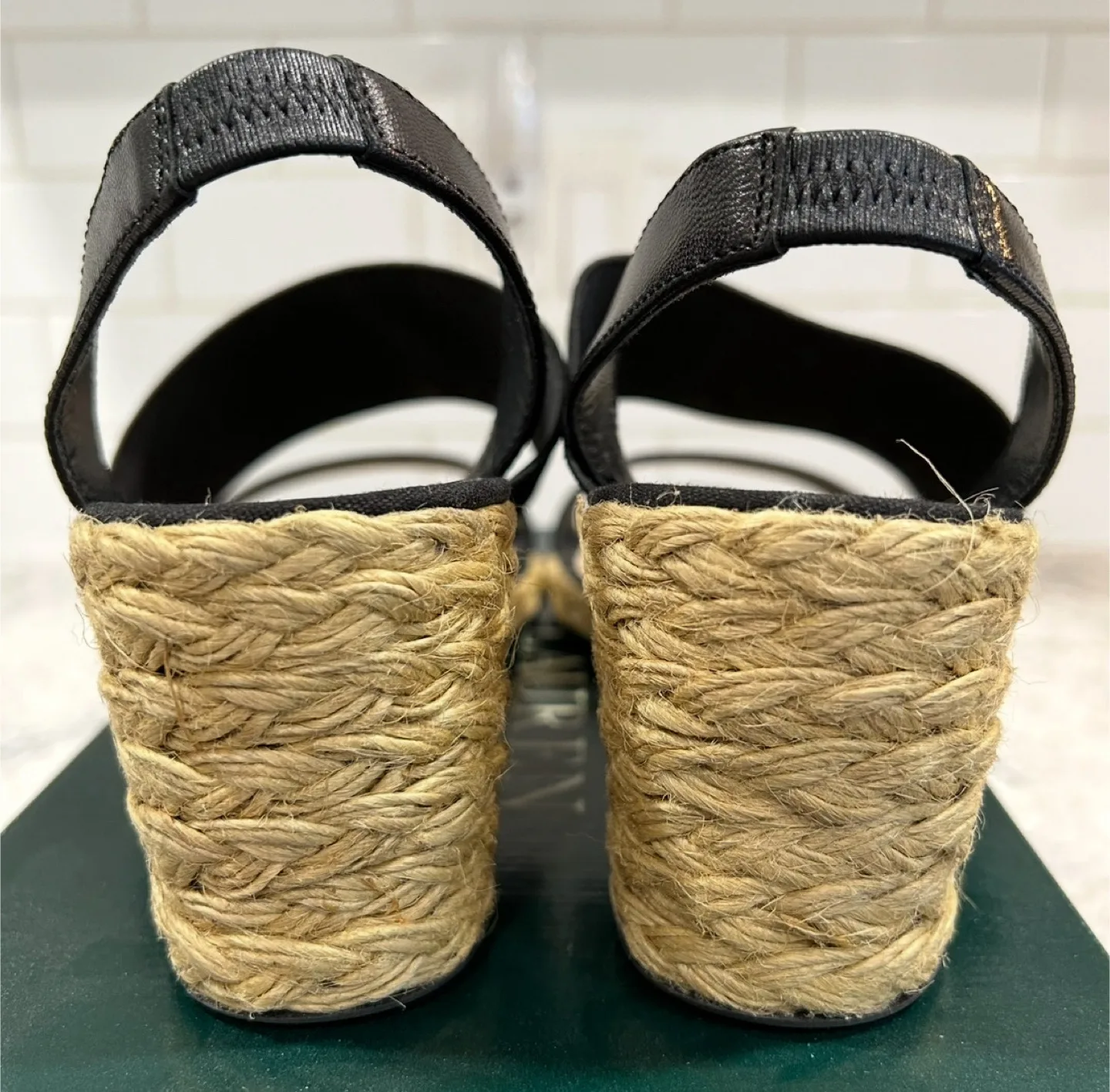 Ralph Lauren Womens Black Espadrille Wedge Sandals image indicator(3)