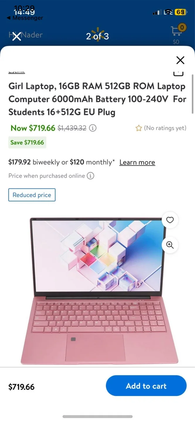 Girl Laptop, 16GB RAM, 512GB ROM, Pink thumbnail