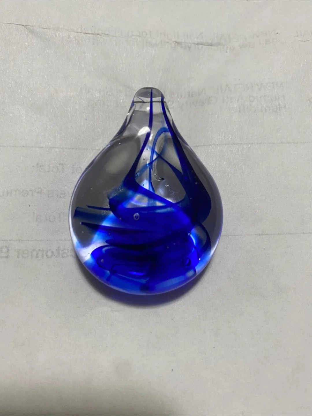 Glass Drop Ornament - Blue Swirl Design thumbnail