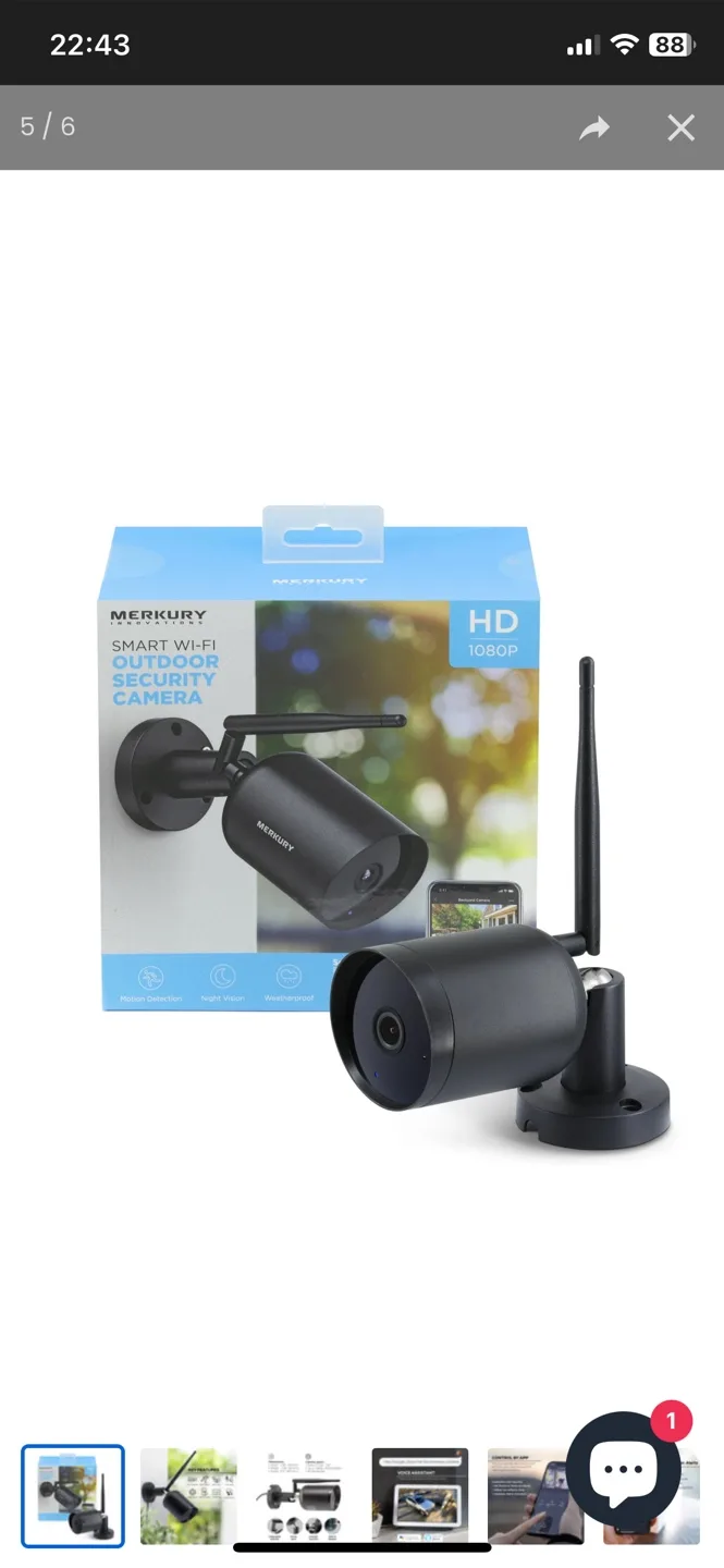 Merkury Innovations Smart Wi-Fi Outdoor Camera - New! thumbnail