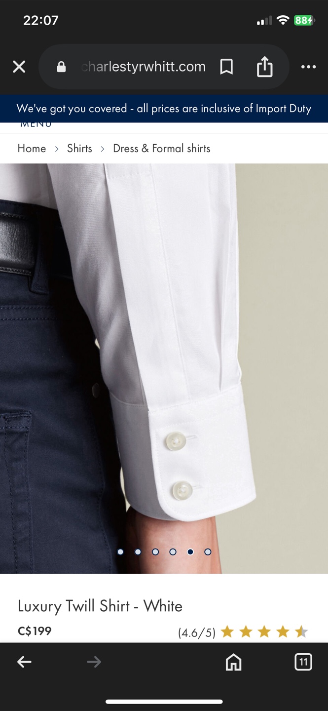 Charles Tyrwhitt Luxury Twill Shirt - White, Slim Fit, 17.5 - photo 5