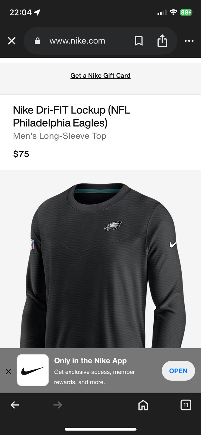 Nike Dri-FIT Eagles Long-Sleeve Top - New - photo 4