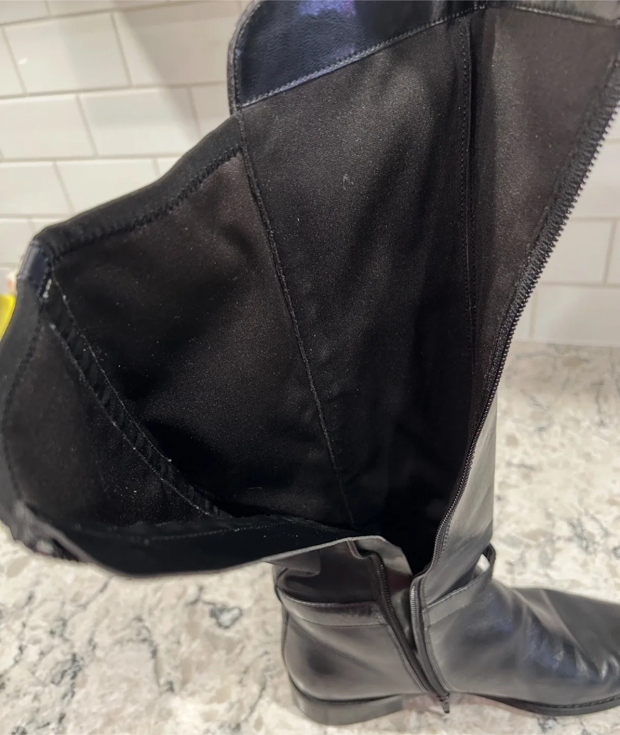 Anne Klein Tall Rise Riding Style Zip Up Black Leather Boots image indicator(6)