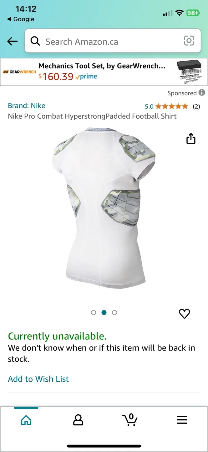 Nike Pro Combat Hyperstrong Padded Football Shirt - L thumbnail